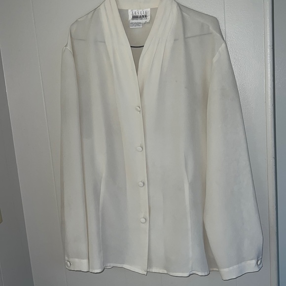 Leslie Fay Tops - White Buttondown